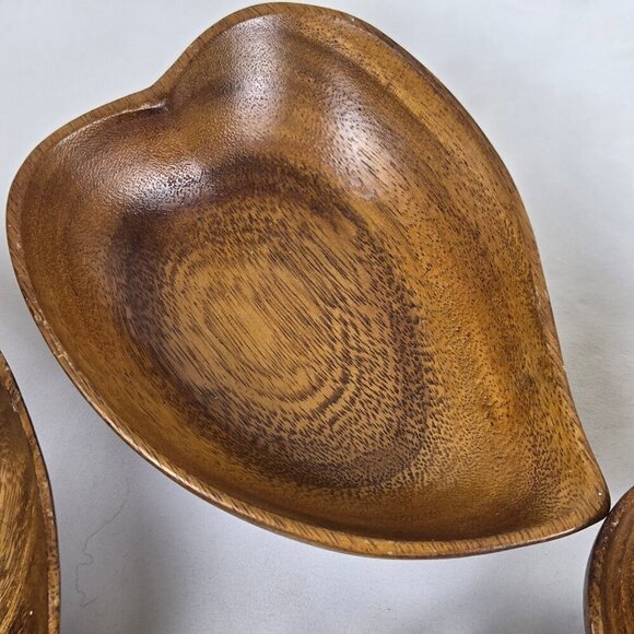 Vintage Monkey Pod Wood Salad Bowl Set - 1 Large Serving Bowl 8 Individual Bowls - Picture 6 of 14